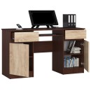 Bureau LINO Chêne 2 portes 2 tiroirs  5 étagères 135x50x77 cm