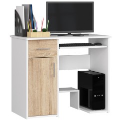 Bureau JENNA 1 porte 1 Tiroir 3 étagères 90x74X50 cm facade Bois