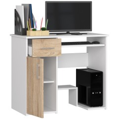 Bureau JENNA 1 porte 1 Tiroir 3 étagères 90x74X50 cm facade Bois