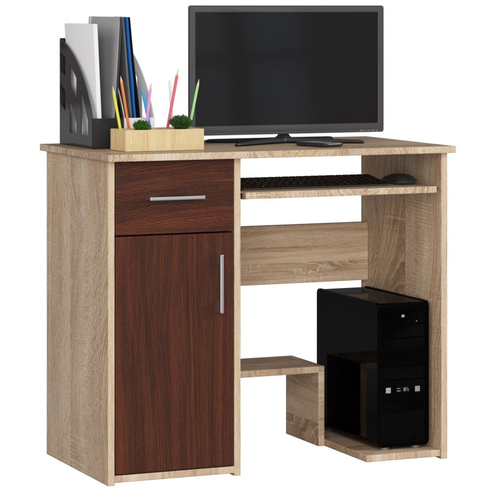 Bureau JENNA 1 porte 1 Tiroir 3 étagères 90x74X50 cm Marron Bureau JENNA 1 porte 1 Tiroir 3 étagères 90x74X50 cm Marron