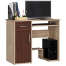 Bureau JENNA 1 porte 1 Tiroir 3 étagères 90x74X50 cm Marron