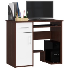 Bureau JENNA 1 porte 1 Tiroir 3 étagères 90x74X50 cm Marron