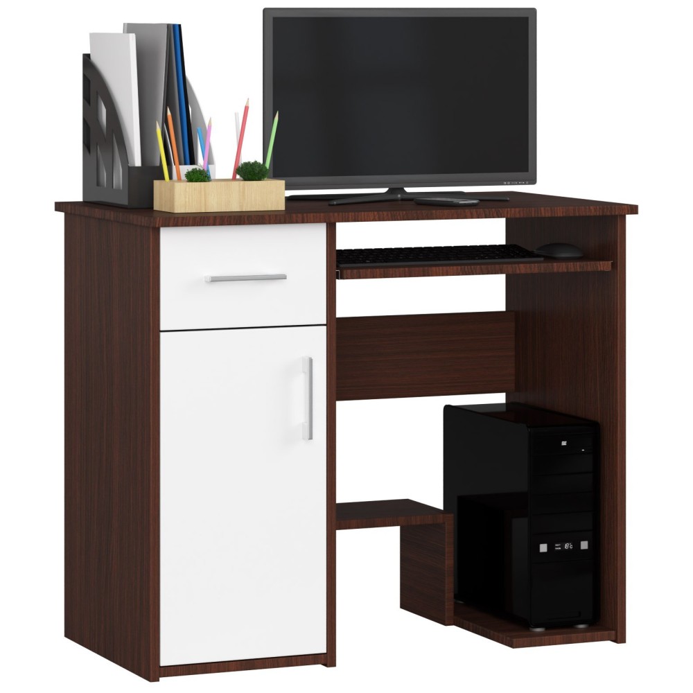 Bureau JENNA 1 porte 1 Tiroir 3 étagères 90x74X50 cm Marron Bureau JENNA 1 porte 1 Tiroir 3 étagères 90x74X50 cm Marron