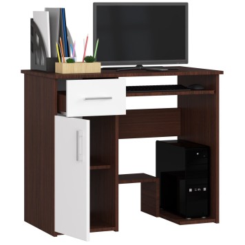 Bureau JENNA 1 porte 1 Tiroir 3 étagères 90x74X50 cm Marron