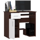 Bureau JENNA 1 porte 1 Tiroir 3 étagères 90x74X50 cm Marron