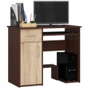 Bureau JENNA 1 porte 1 Tiroir 3 étagères 90x74X50 cm Marron