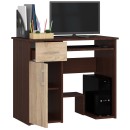 Bureau JENNA 1 porte 1 Tiroir 3 étagères 90x74X50 cm Marron