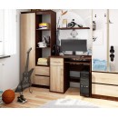 Bureau JENNA 1 porte 1 Tiroir 3 étagères 90x74X50 cm Marron