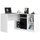 Bureau d'angle VERO 120x126x79 cm Blanc Porte Noir brillant