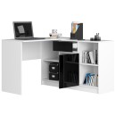 Bureau d'angle VERO 120x126x79 cm Blanc Porte Noir brillant