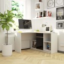 Bureau d'angle VERO 120x126x79 cm Blanc Porte Noir brillant