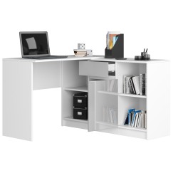 Bureau d'angle VERO 120x126x79 cm Blanc Porte Grise Brillant