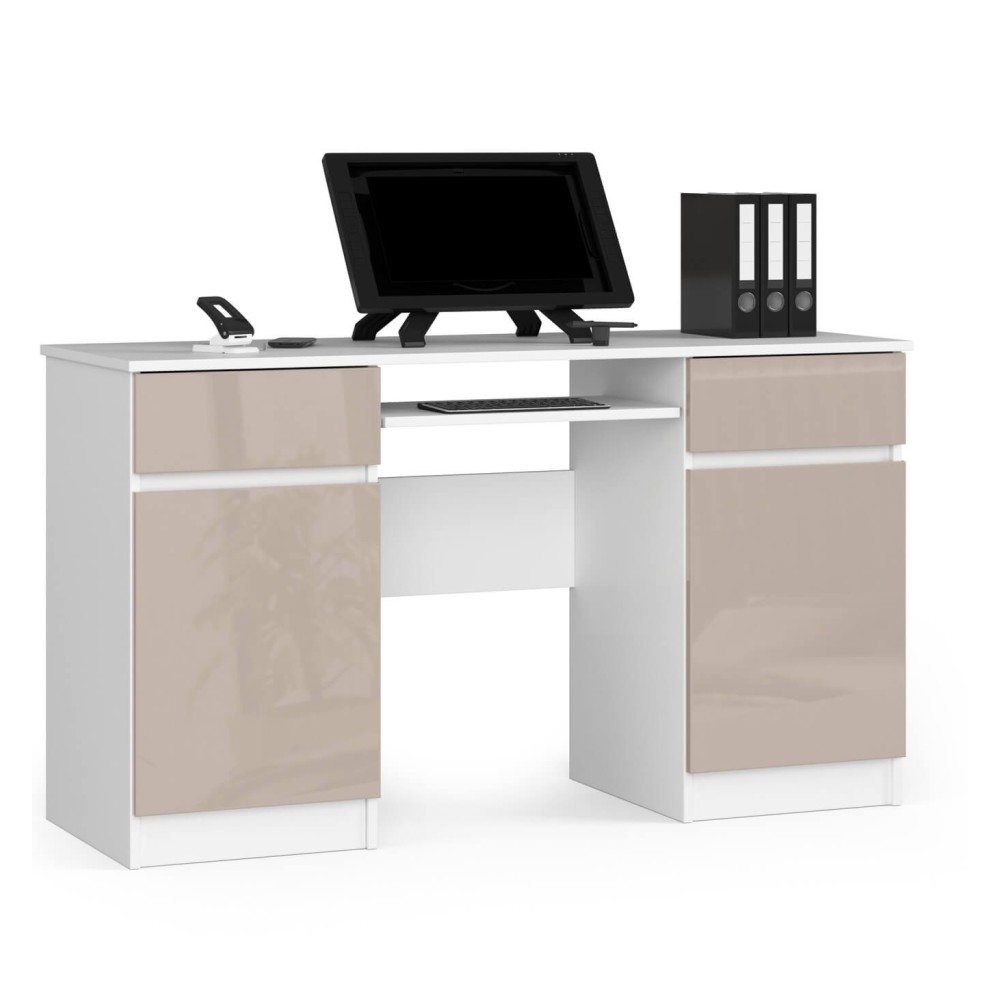 Bureau LINO Chêne 2 portes 2 tiroirs 5 étagères 135x50x77 cm Bureau LINO Chêne 2 portes 2 tiroirs 5 étagères 135x50x77 cm