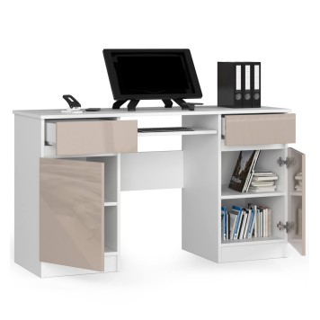 Bureau LINO Chêne 2 portes 2 tiroirs  5 étagères 135x50x77 cm