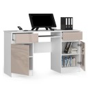 Bureau LINO Chêne 2 portes 2 tiroirs  5 étagères 135x50x77 cm