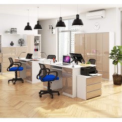 Bureau LINO Chêne 2 portes 2 tiroirs  5 étagères 135x50x77 cm