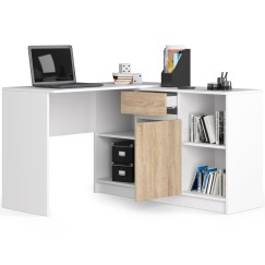 Bureau d'angle VERO 120x126x79 cm Blanc porte Bois