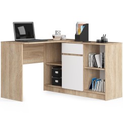 Bureau d'angle VERO 120x126x79 cm Bois porte blanche