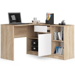 Bureau d'angle VERO 120x126x79 cm Bois porte blanche