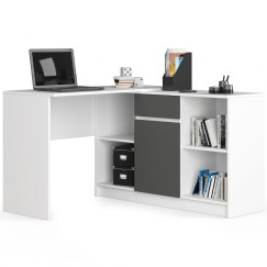 Bureau d'angle VERO 120x126x79 cm Blanc Porte Grise