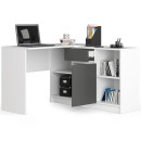 Bureau d'angle VERO 120x126x79 cm Blanc Porte Grise
