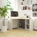 Bureau d'angle VERO 120x126x79 cm Blanc Porte Grise