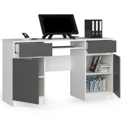 Bureau LINO Chêne 2 portes 2 tiroirs  5 étagères 135x50x77 cm
