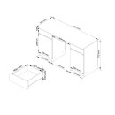 Bureau LINO Chêne 2 portes 2 tiroirs  5 étagères 135x50x77 cm
