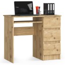 Bureau RICCI Droite Marron Bois MDF 3 tiroirs 1 étagère 90x50x77 cm