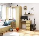 Bureau RICCI Droite Marron Bois MDF 3 tiroirs 1 étagère 90x50x77 cm