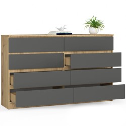KOMODA K160 8SZ CLP DĄB ARTISAN / SZARY