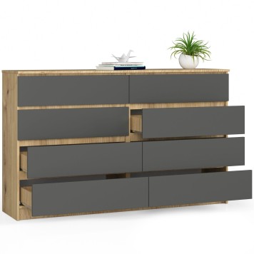KOMODA K160 8SZ CLP DĄB ARTISAN / SZARY