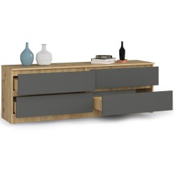 KOMODA K160 4SZ CLP DĄB ARTISAN / SZARY