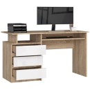 Bureau ERINO Bois MDF  Gauche 4 tiroirs facade blanche 90x50x77 cm