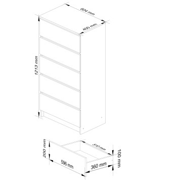 KOMODA K60 5SZ CLP BIAŁY / SZARY