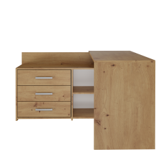 Bureau d'angle NOZE 3 tiroirs bois chêne 120X50X76 cm