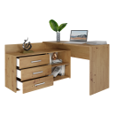 Bureau d'angle NOZE 3 tiroirs bois chêne 120X50X76 cm