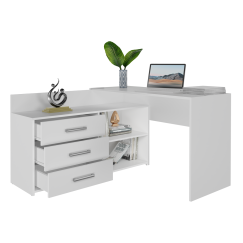 Bureau d'angle NOZE 3 tiroirs Blanc 120X50X76 cm