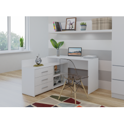 Bureau d'angle NOZE 3 tiroirs Blanc 120X50X76 cm