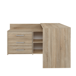 Bureau d'angle NOZE 3 tiroirs marron bois chêne 120X50X76 cm