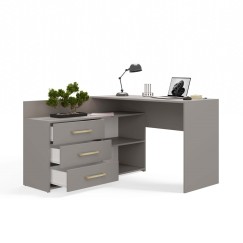 Bureau d'angle NOZE 3 tiroirs Gris 120X50X76 cm