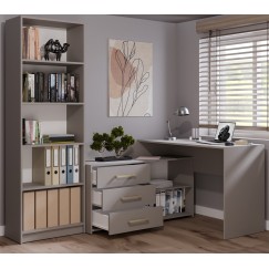 Bureau d'angle NOZE 3 tiroirs Gris 120X50X76 cm