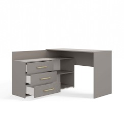 Bureau d'angle NOZE 3 tiroirs Gris 120X50X76 cm