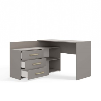 Bureau d'angle NOZE 3 tiroirs Gris 120X50X76 cm