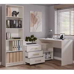 Bureau d'angle NOZE 3 tiroirs Blanc 120X50X76 cm