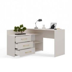 Bureau d'angle NOZE 3 tiroirs Blanc 120X50X76 cm
