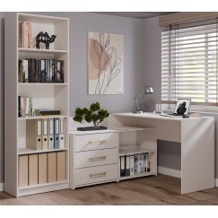 Bureau d'angle NOZE 3 tiroirs Blanc 120X50X76 cm