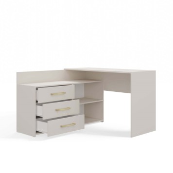 Bureau d'angle NOZE 3 tiroirs Blanc 120X50X76 cm