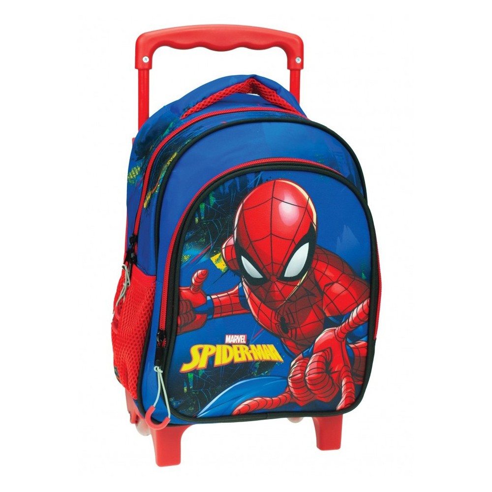 Spiderman Blue rolling preschool backpack, bag 30 cm