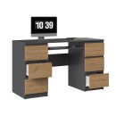 Bureau MIAMI 6 tiroirs 1 étagère 130x76x51 cm Gris anthracite